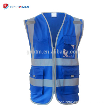 High Visibility Safety Work Vest Construction Traffic Warehouse with Reflective Tapes and Pockets